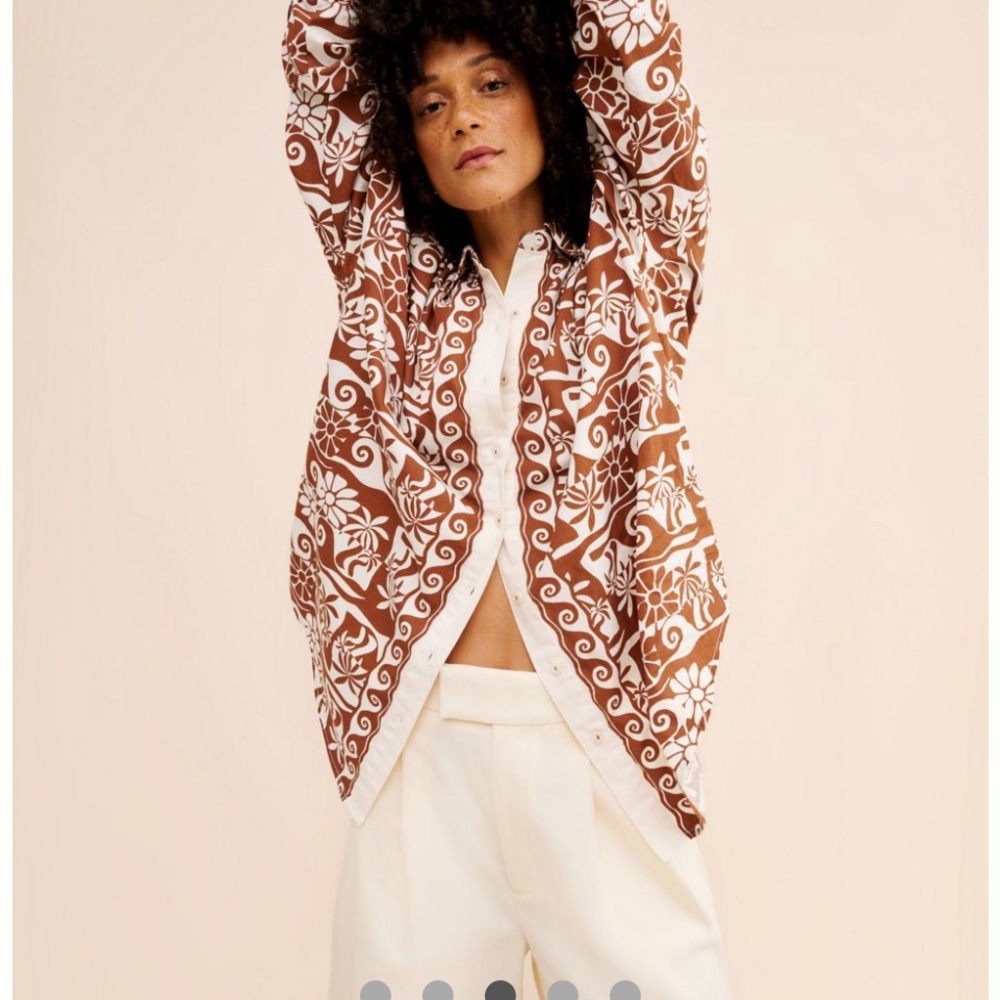 Anthropologie Brown and White Patterned Jacket